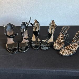 3 pair of paten shoes 1 of Franco Sarto and 1 of  Nine West and 1 of bandolino